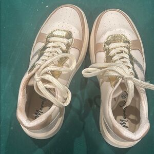 Women's Cream and Gold Sneakers